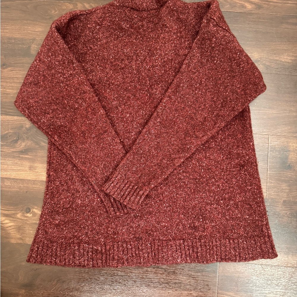 WinterSilks Size Large Wool/Silk blend Burgundy V Neck Sweater - Picture 3 of 7